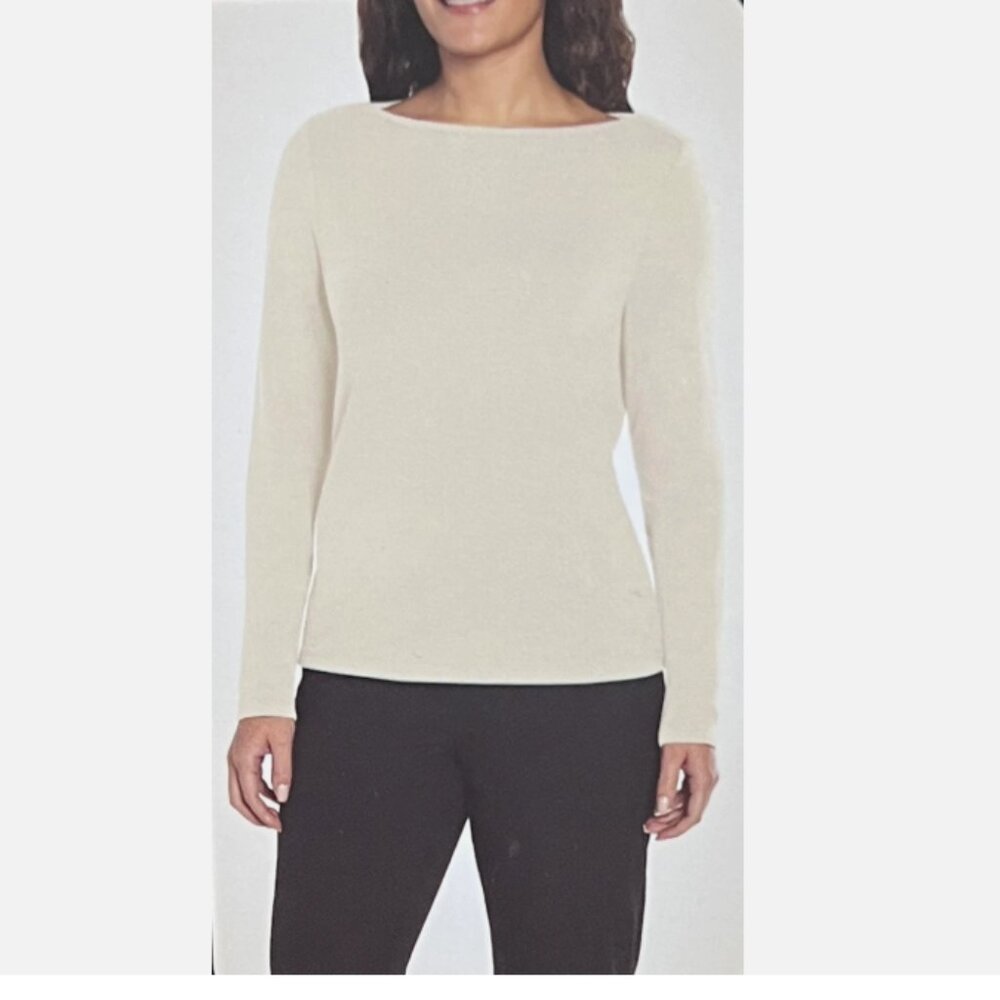 Banana Republic Women's Soft French Terry Boatneck Long Sleeve Top M